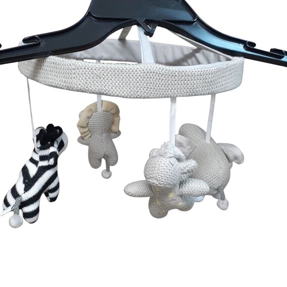 Pottery Barn Kid Lion Giraffe Elephant Knitted Hanging Mobile Toys Nursery Decor - Picture 2 of 5